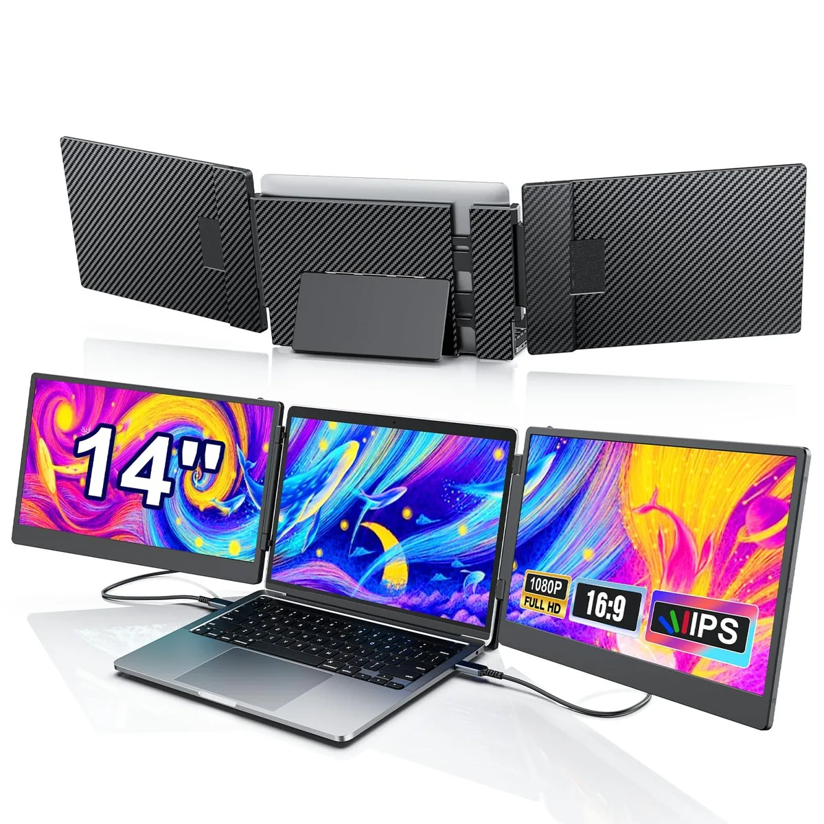 Laptomo Laptomo 14" 1080P FHD IPS Triple Laptop Screen Extender portable monitor — product photo
