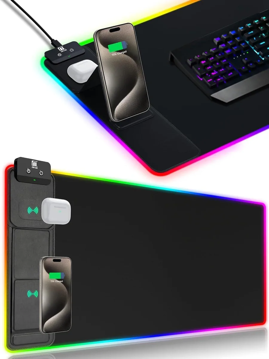  Miroddi XXL Mouse Pad with Phone Holder 31.5x15.8in 15W RGB 11 Modes Black — product photo