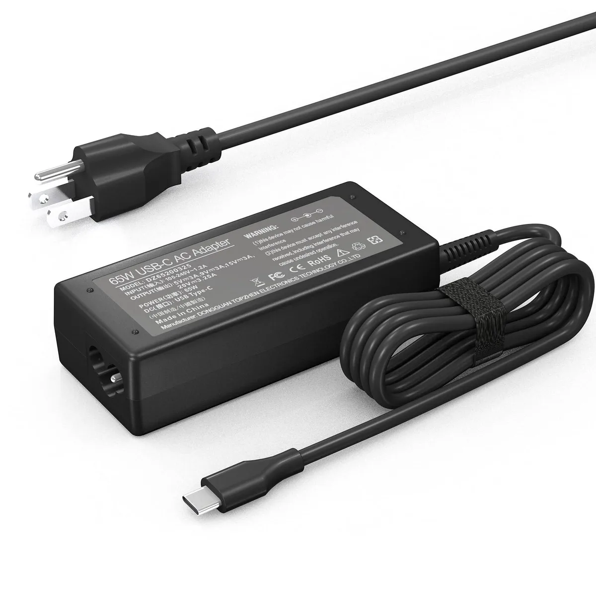  DELL DZ65200325 65W USB-C charger compatible with HP Chromebook Lenovo Dell Acer — product photo