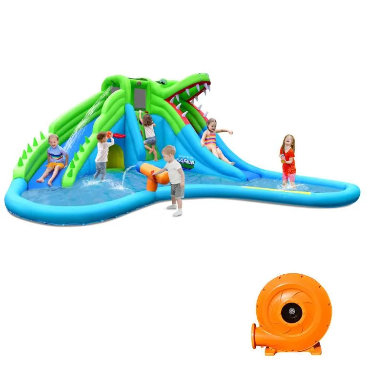 SlickBlue SlickBlue Inflatable Crocodile Water Slide Bounce Castle 780W Blower — product photo