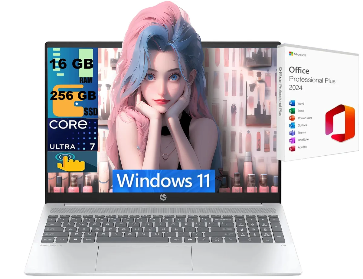 HP HP OmniBook 5 16 laptop Intel Ultra 7 255U 16GB 256GB — product photo
