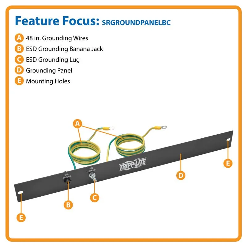 Tripp Lite Tripp Lite SRGROUNDPANELBC 1U ESD Grounding Panel 19 in 48 in ground wires — product photo