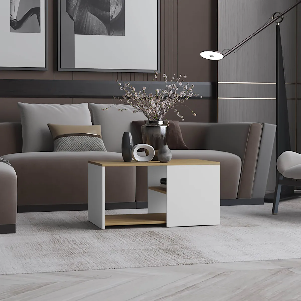 tuphen tuphen Coffee Table 2 Shelves White Natural Oak — product photo