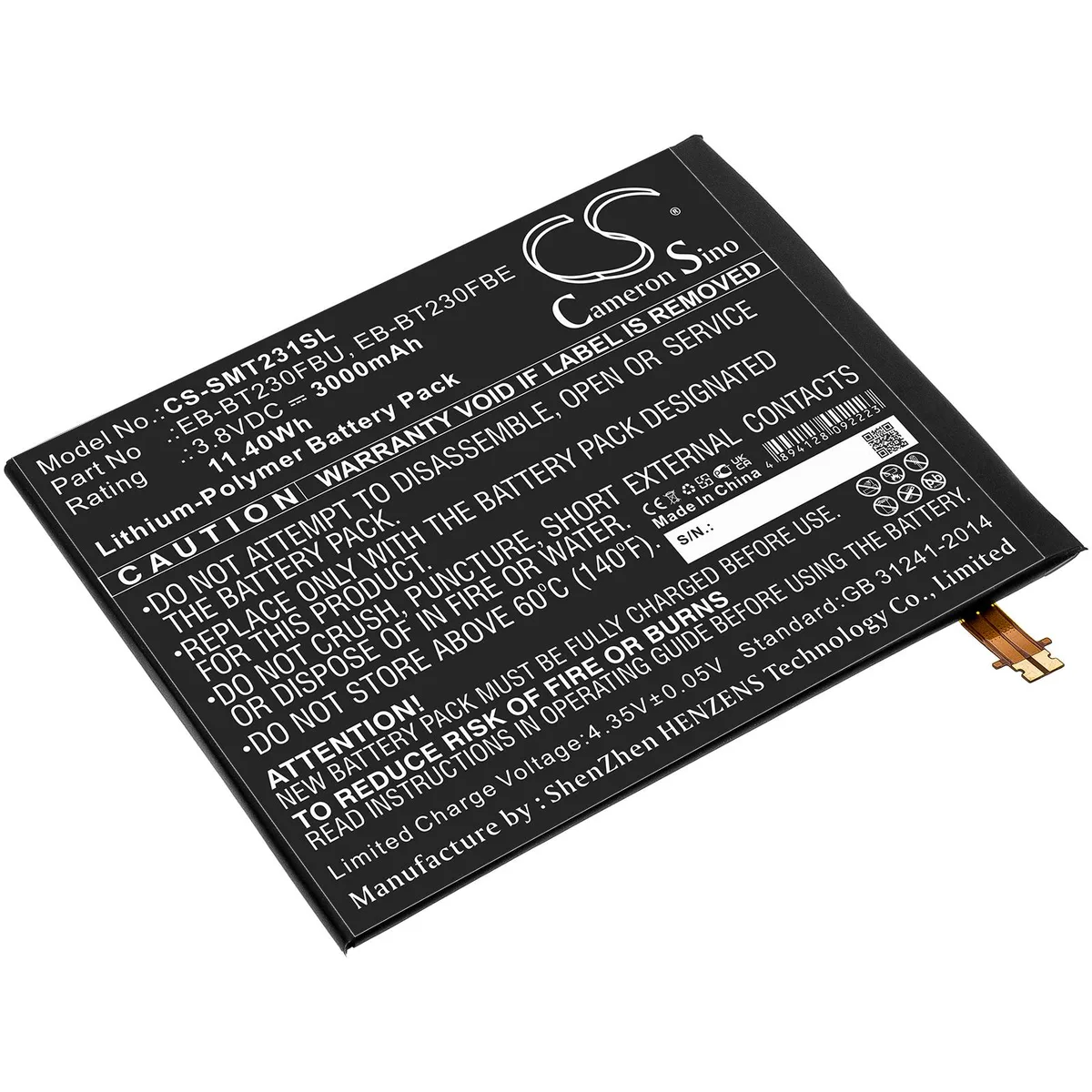 Cameron &amp; Co Cameron &amp; Co DS-CS-SMT231SL 3.8V 3000mAh battery accessory — product photo