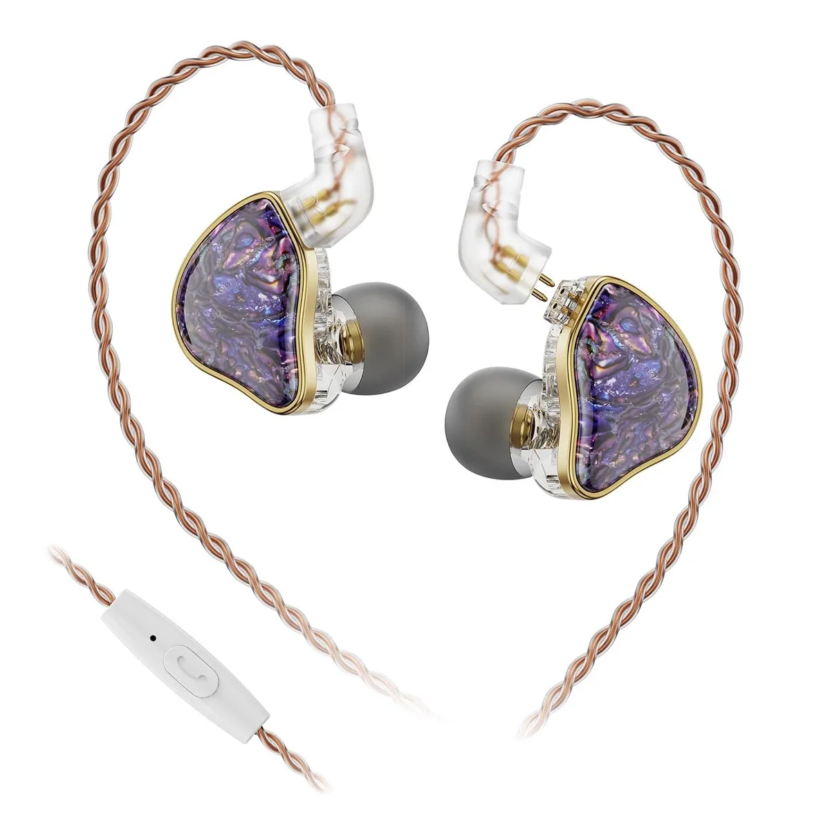 LORDWORLD LORDWORLD DB2 Purple with Mic 1DD+1BA Hybrid IEM 3.5mm .78 2Pin accessory — product photo