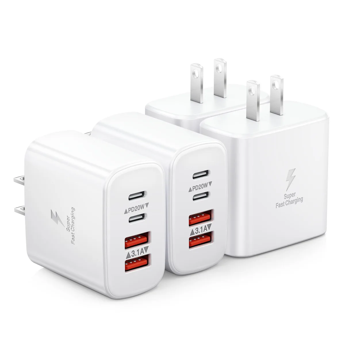 KEHIPI KEHIPI OFS-PD569 40W 4-Port USB Charger 4-Pack White — product photo
