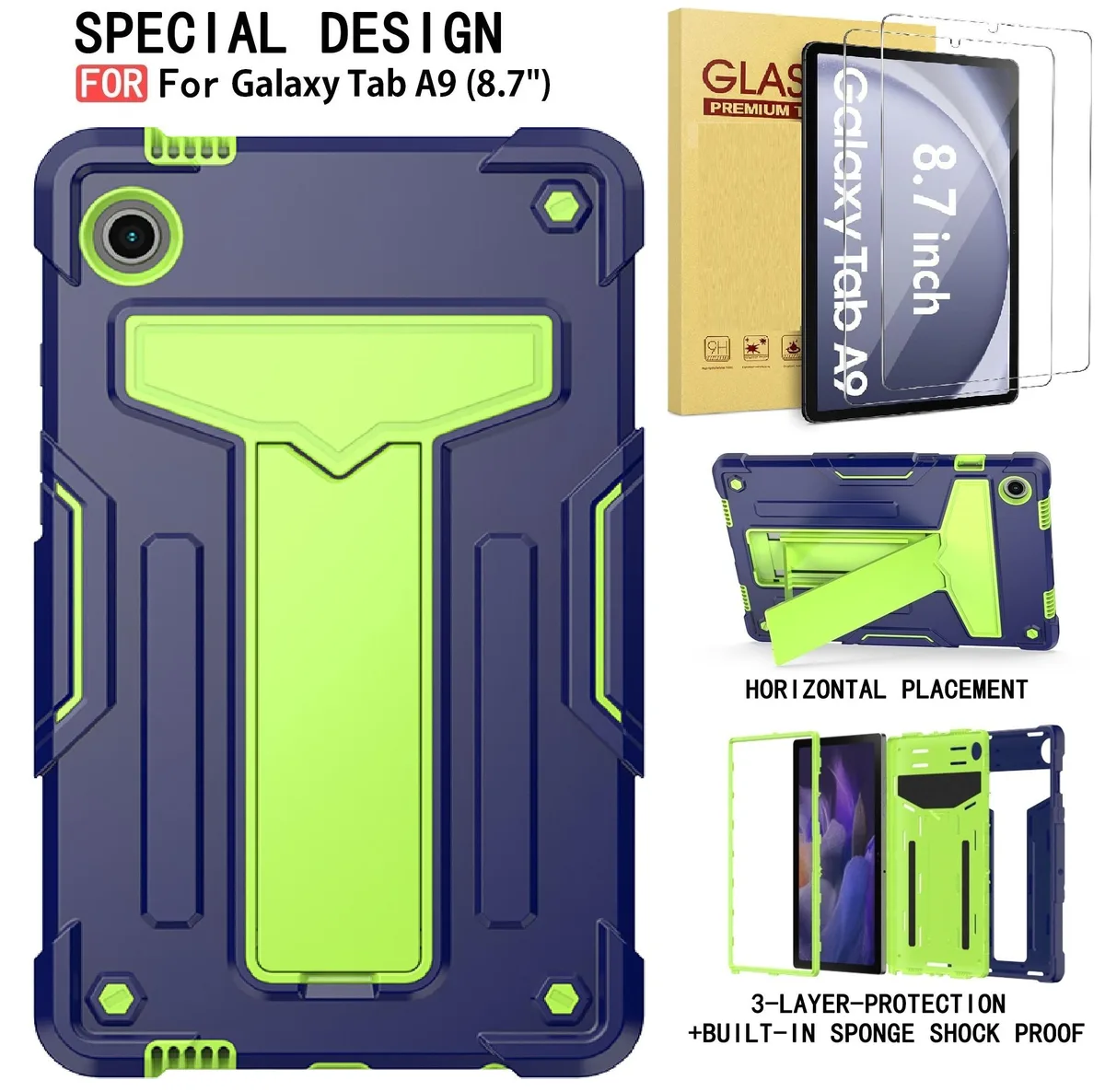 anicestore anicestore Galaxy Tab A9 8.7" Hybrid Case Navy Blue/Green SM-X110/115/117 2023 — product photo