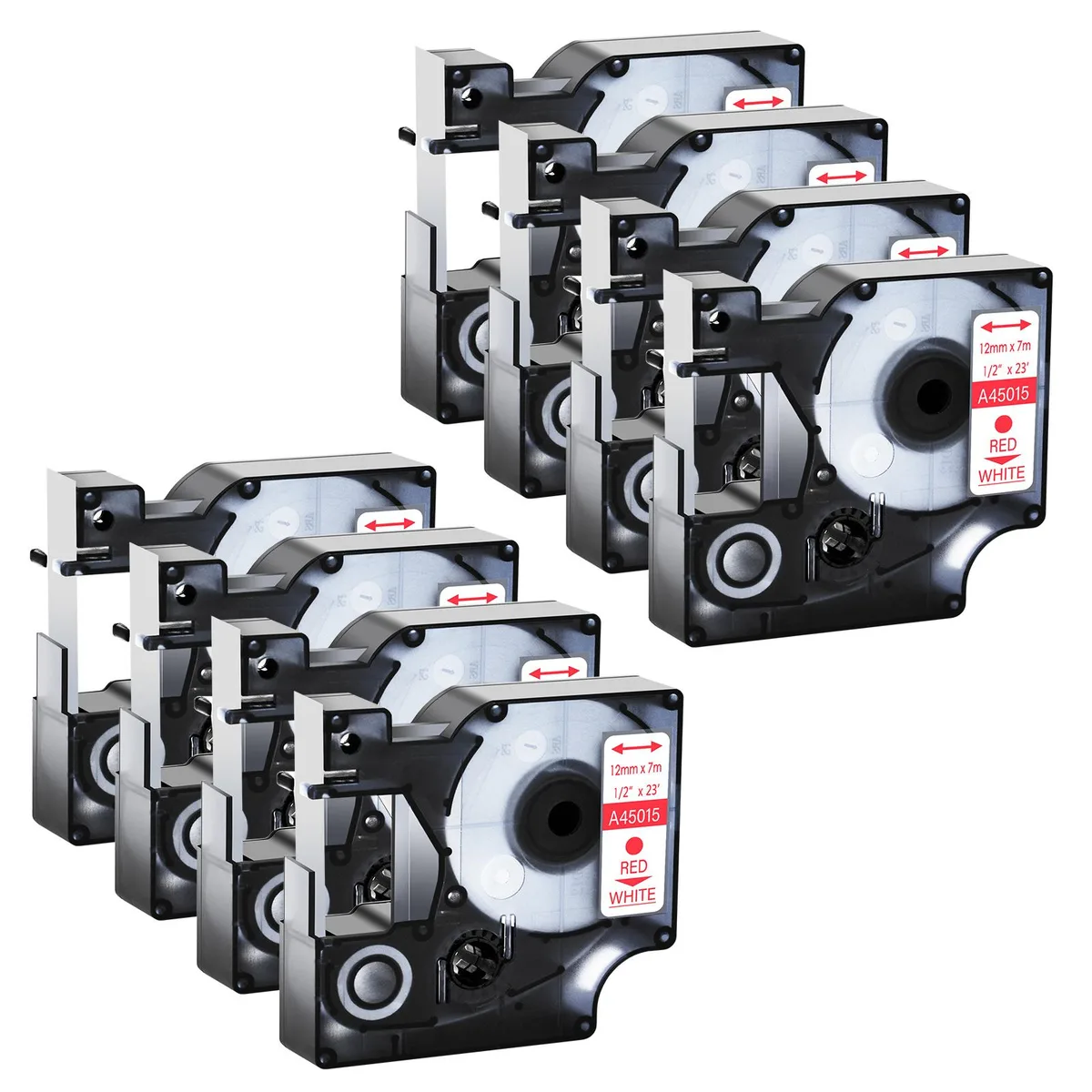 GREENCYCLE GREENCYCLE D1 Label Tape 10 Pack Red on White 12mm x 23ft — product photo