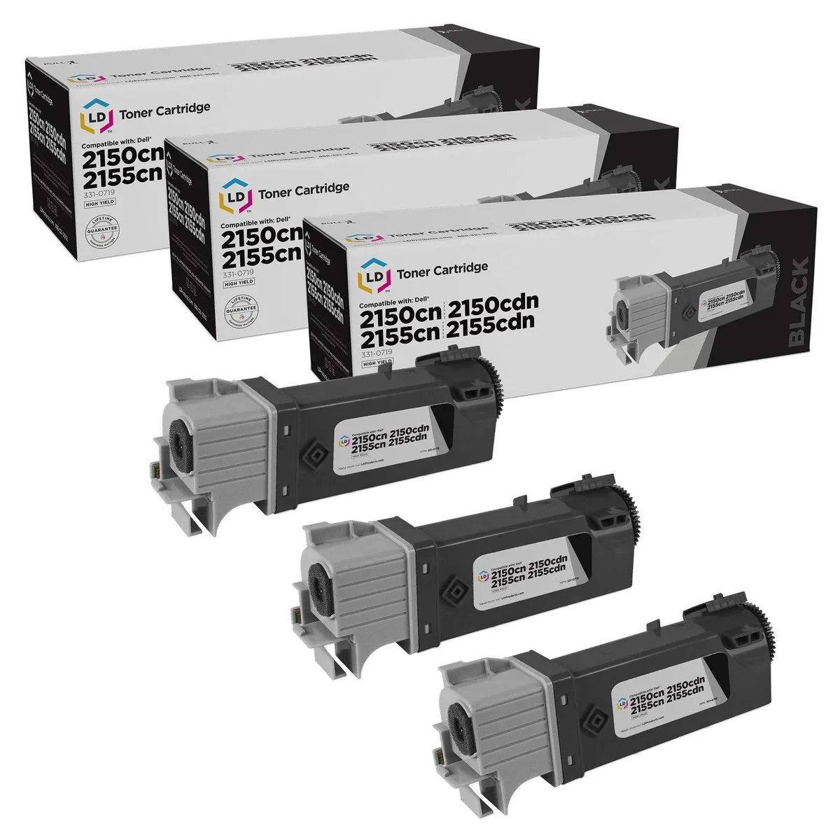 LD Products LD Products Compatible Toner Cartridge for Dell 331-0719 MY5TJ High Yield Black 3-Pack — product photo