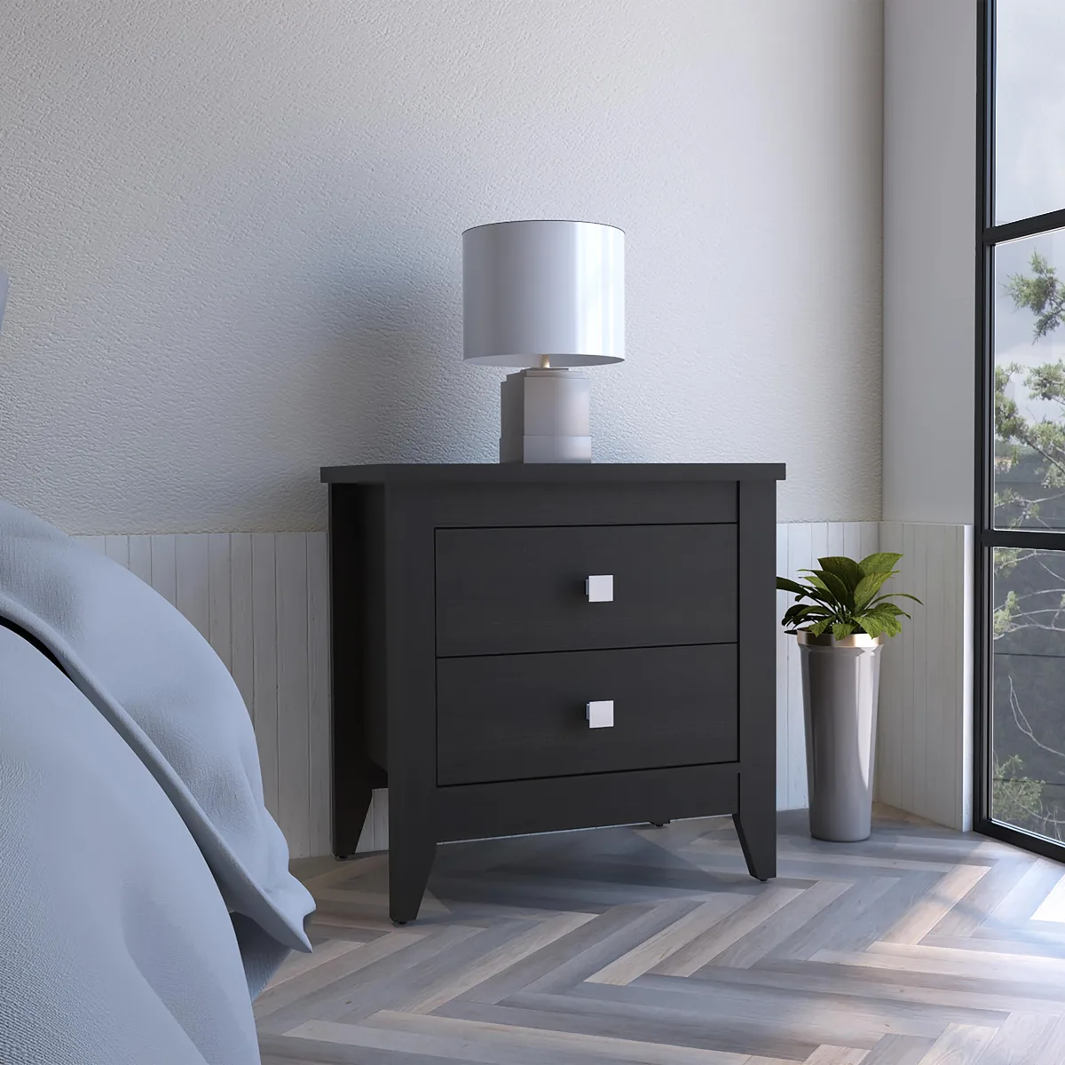 tuphen tuphen Amara Nightstand Black 26.6"W 24.25"H 2-Drawer — product photo