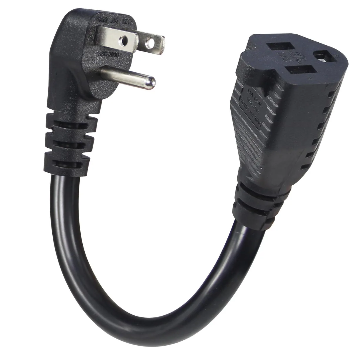  KUNCAN 6 Inch 14AWG 15A 125V 90-Degree Flat Plug Power Extension Cord — product photo