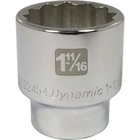 Dynamic D022454 3/4 inch drive 1-11/16 inch SAE 12 point chrome socket