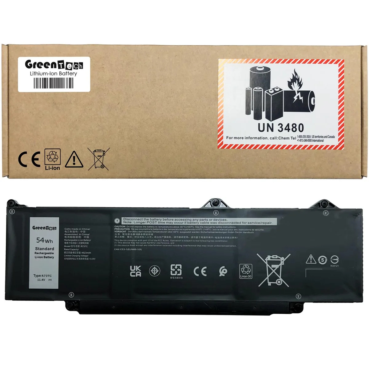 GreenTechLLC GreenTechLLC R73TC 3-cell 11.4V 54Wh laptop battery — product photo