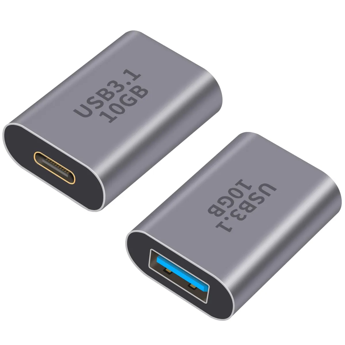 No Sew No Sew USB 3.1 Gen 2 Type-C to Type-A converter 2-pack 10Gbps grey — product photo