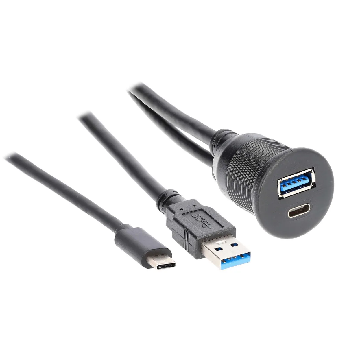 The Install Bay The Install Bay IBR114 USB-A 3.0 USB-C charge data flush mount car electronics accessory — product photo