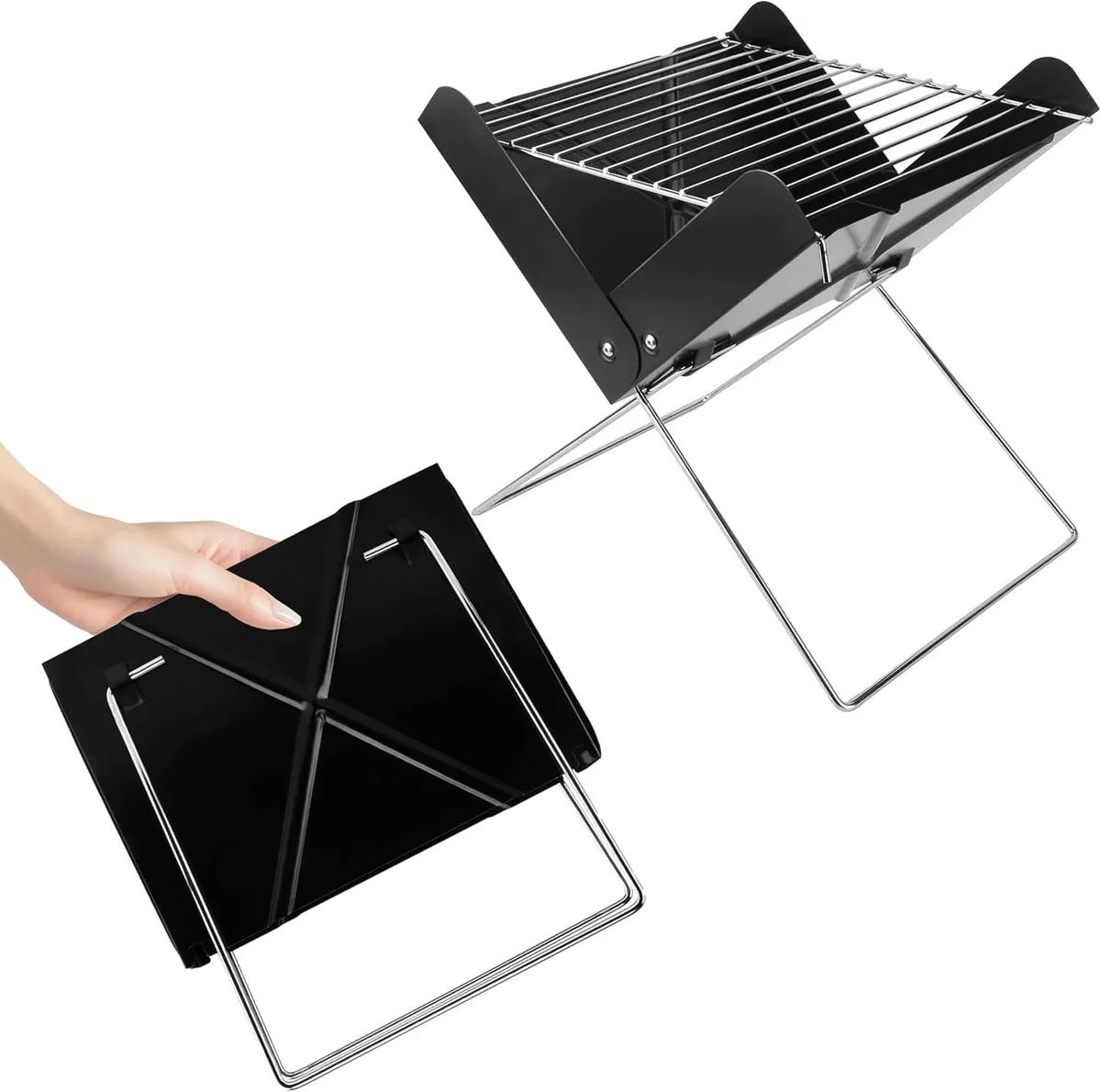  YSSOA GLGRILLXFOLD12BV2 12" Portable Charcoal BBQ Grill, Black — product photo