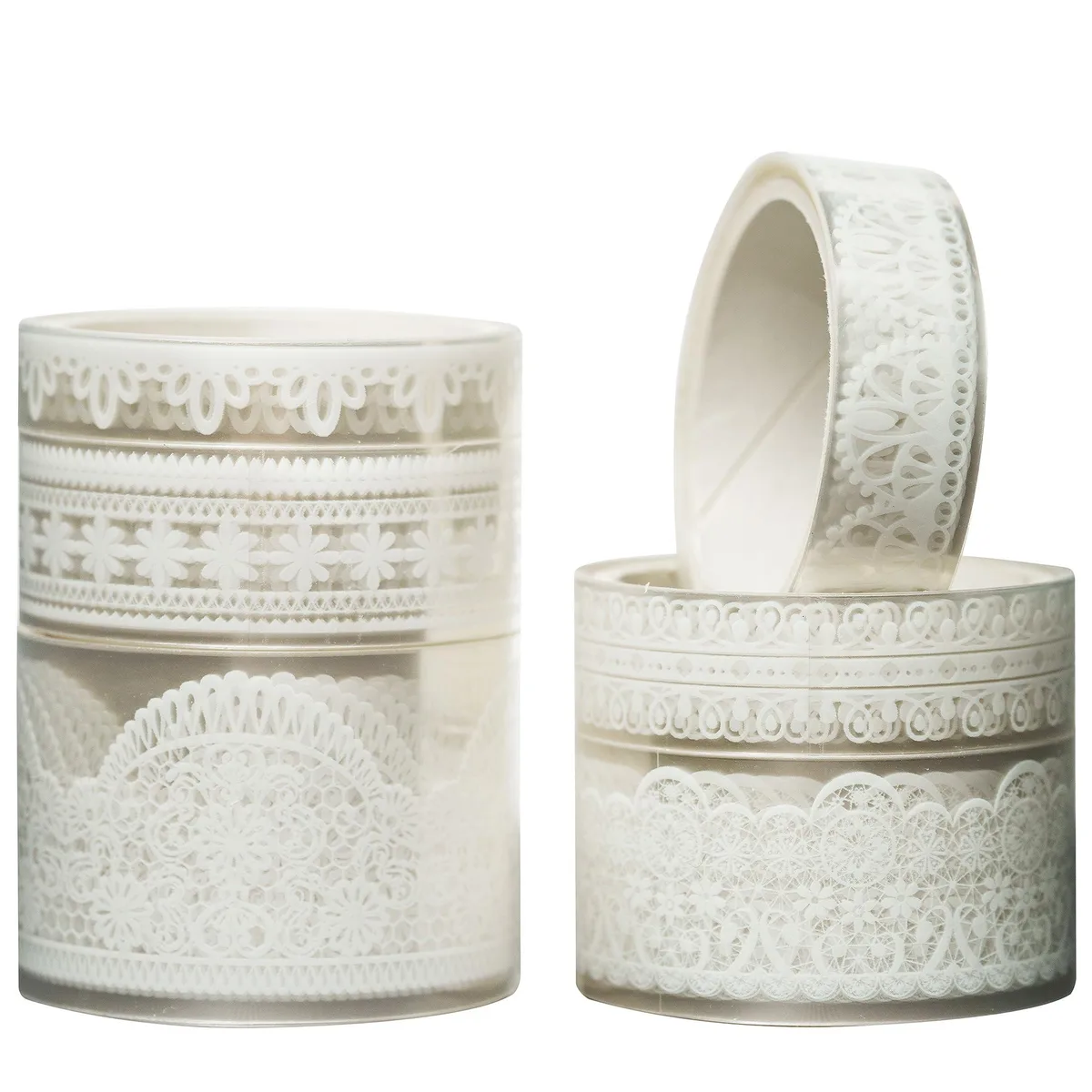 YUBX YUBX 6 Rolls Decorative Tape Pure White 8/12/15/20/28 mm — product photo