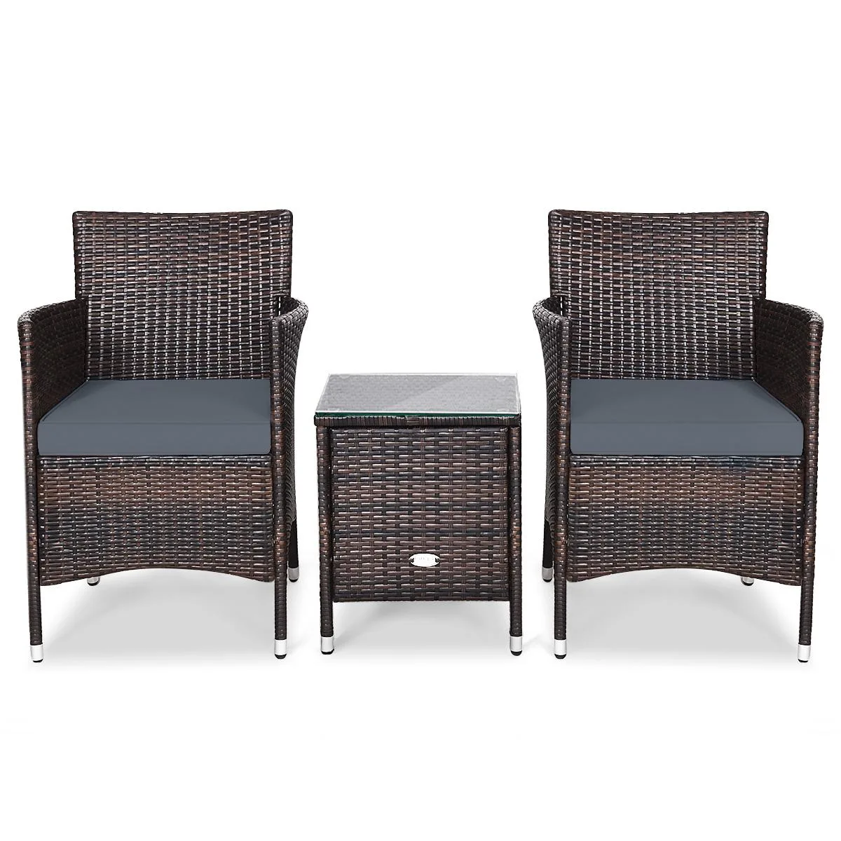 SlickBlue SlickBlue 3-Piece Outdoor Rattan Wicker Furniture Set Grey — product photo