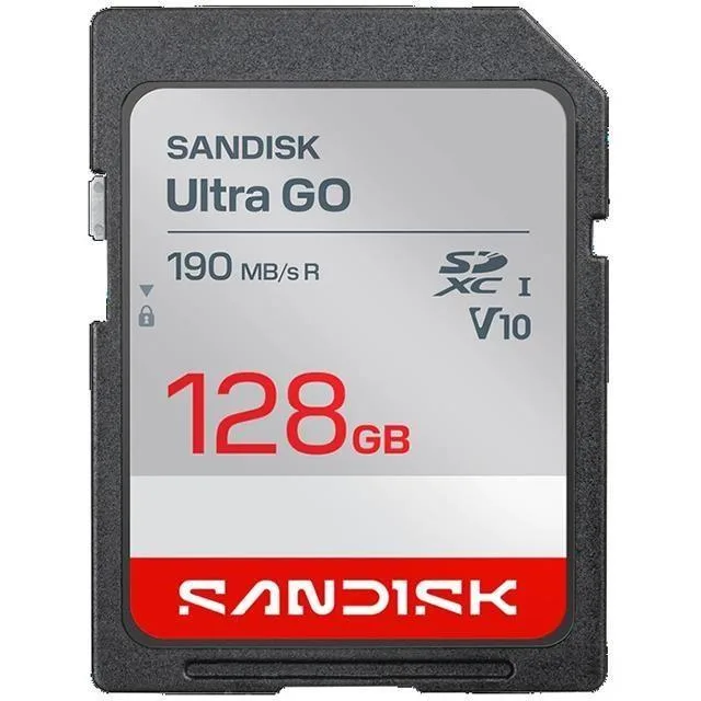 SanDisk SanDisk Ultra GO SDXC 128GB 190MB/s memory card — product photo