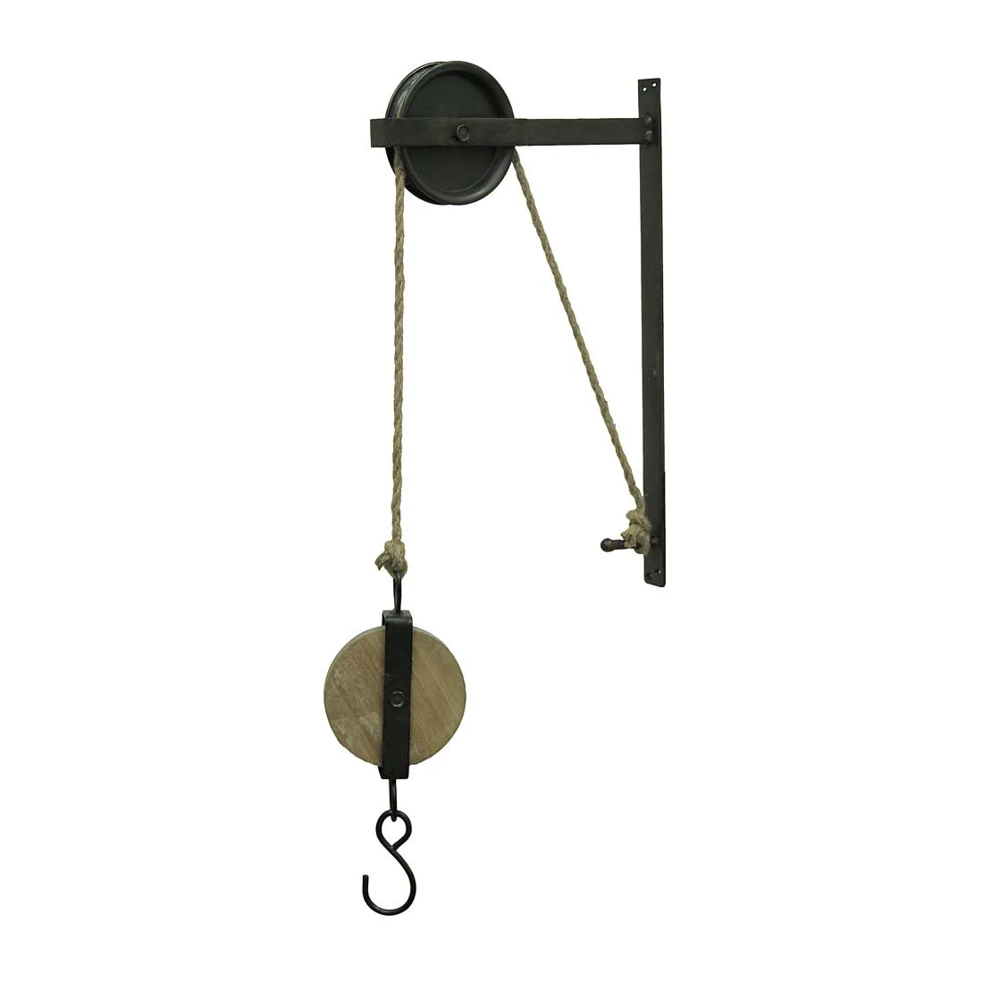 SPECIAL T IMPORTS SPECIAL T IMPORTS Wall Art 30.5 Inch Distressed Metal Wood Pulley — product photo