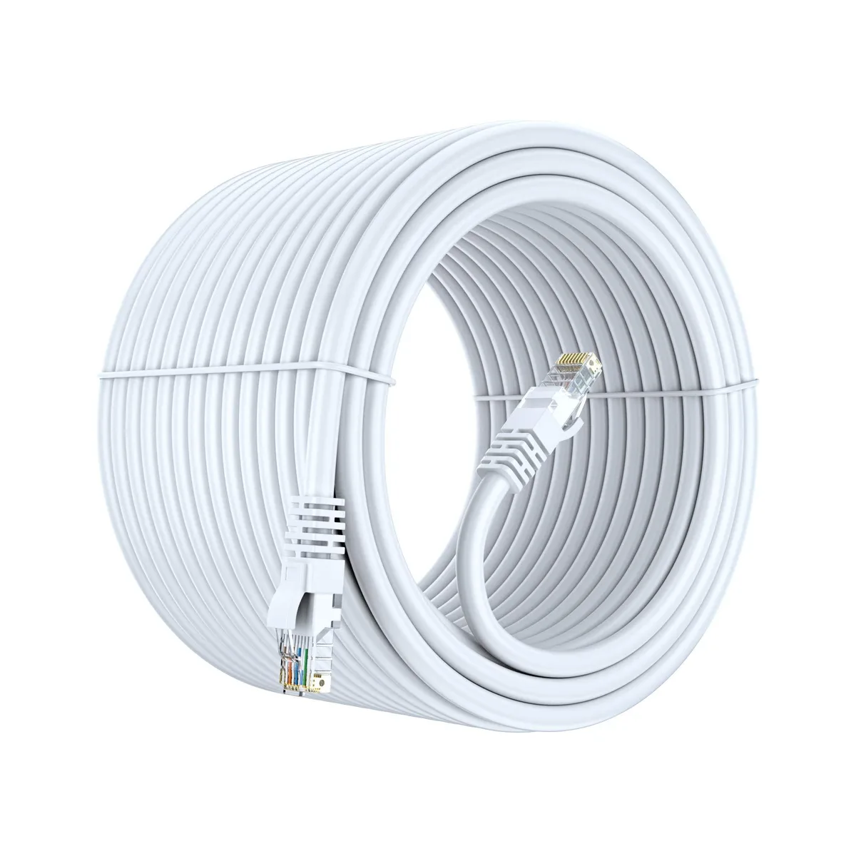 White round Cat 6 UTP Ethernet cable on spool, 250 ft length