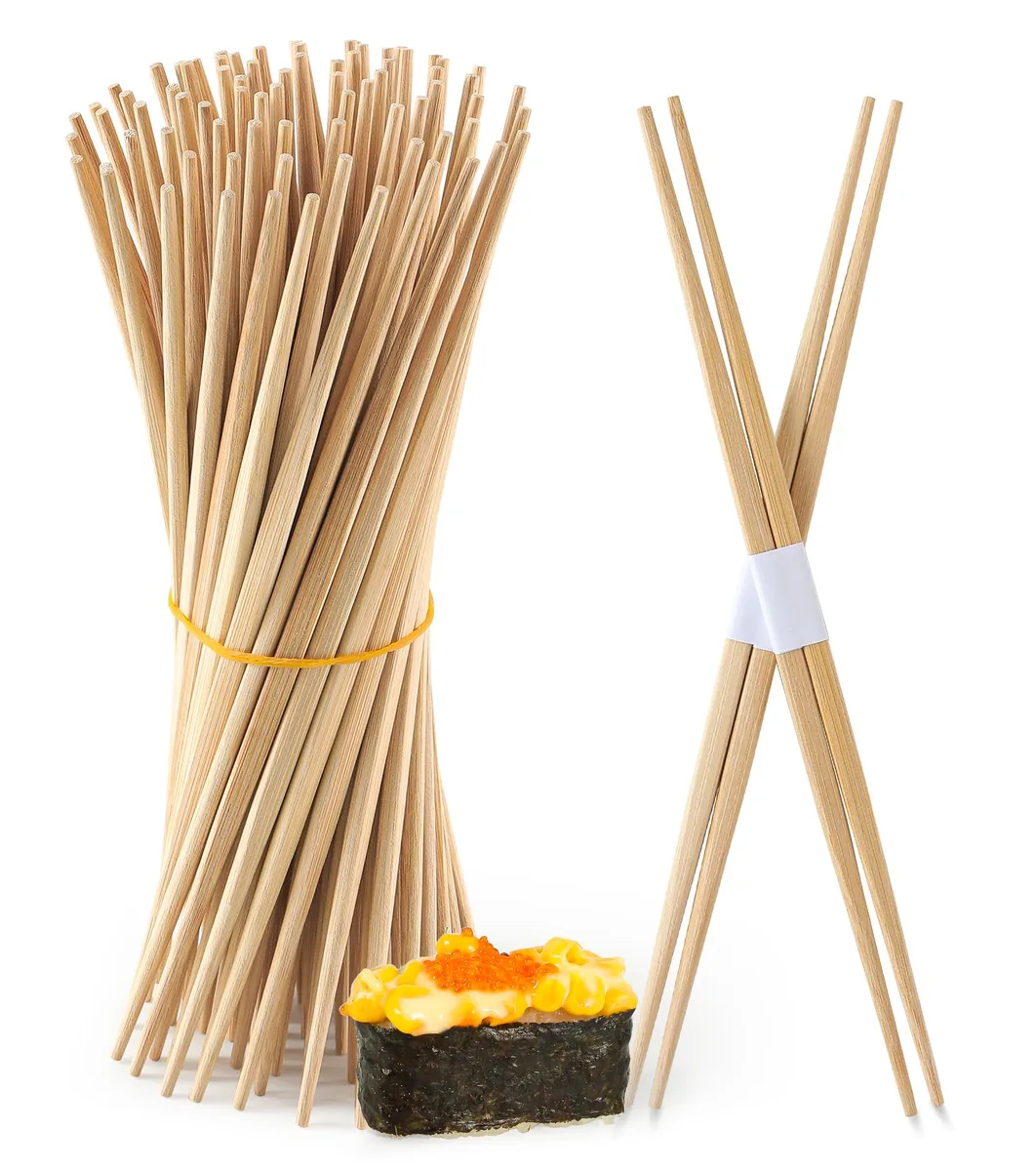 24 pairs of black bamboo chopsticks with pointed tips