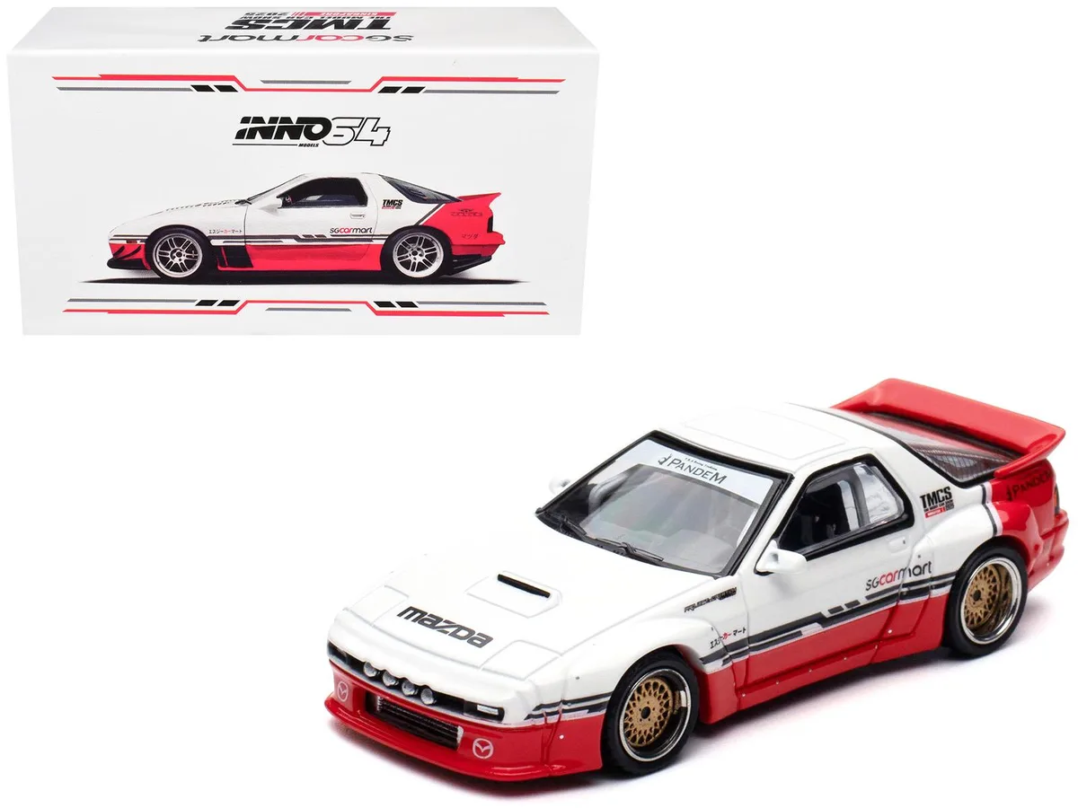 Inno Models Inno Models Mazda RX-7 FC3S Pandem Rocket Bunny White Red Black The Model Car Show Singapore 2025 1/64 Diecast — product photo