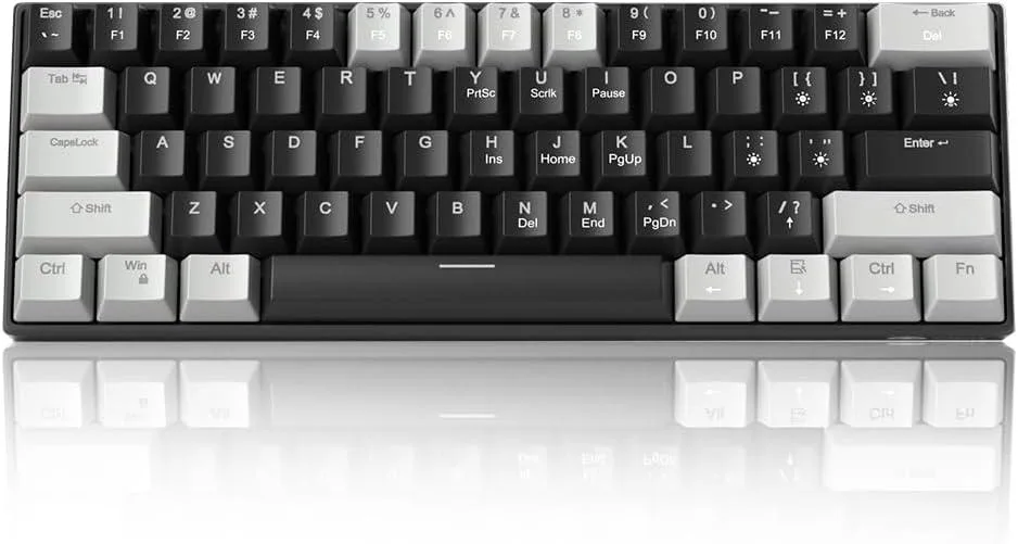 TUKO TUKO 60% Mechanical Gaming Keyboard Red Switches 61 Keys Blue LED Mixed Keycaps Type-C Cable — product photo