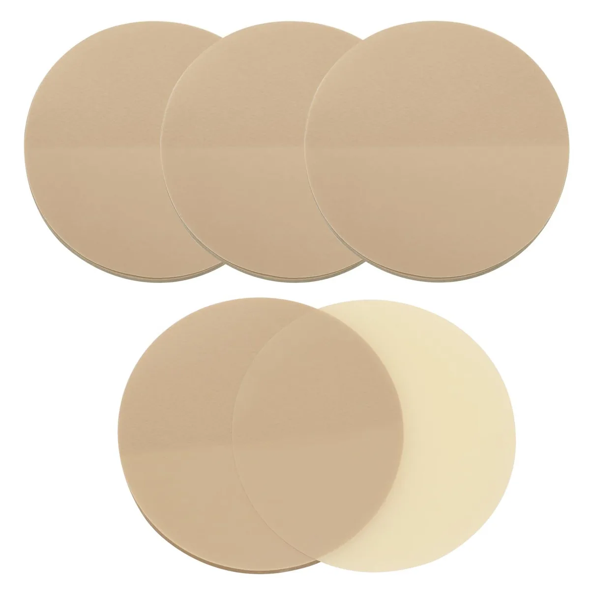 Four packs of round transparent brown sticky notes 1.77 inch diameter 200 sheets total