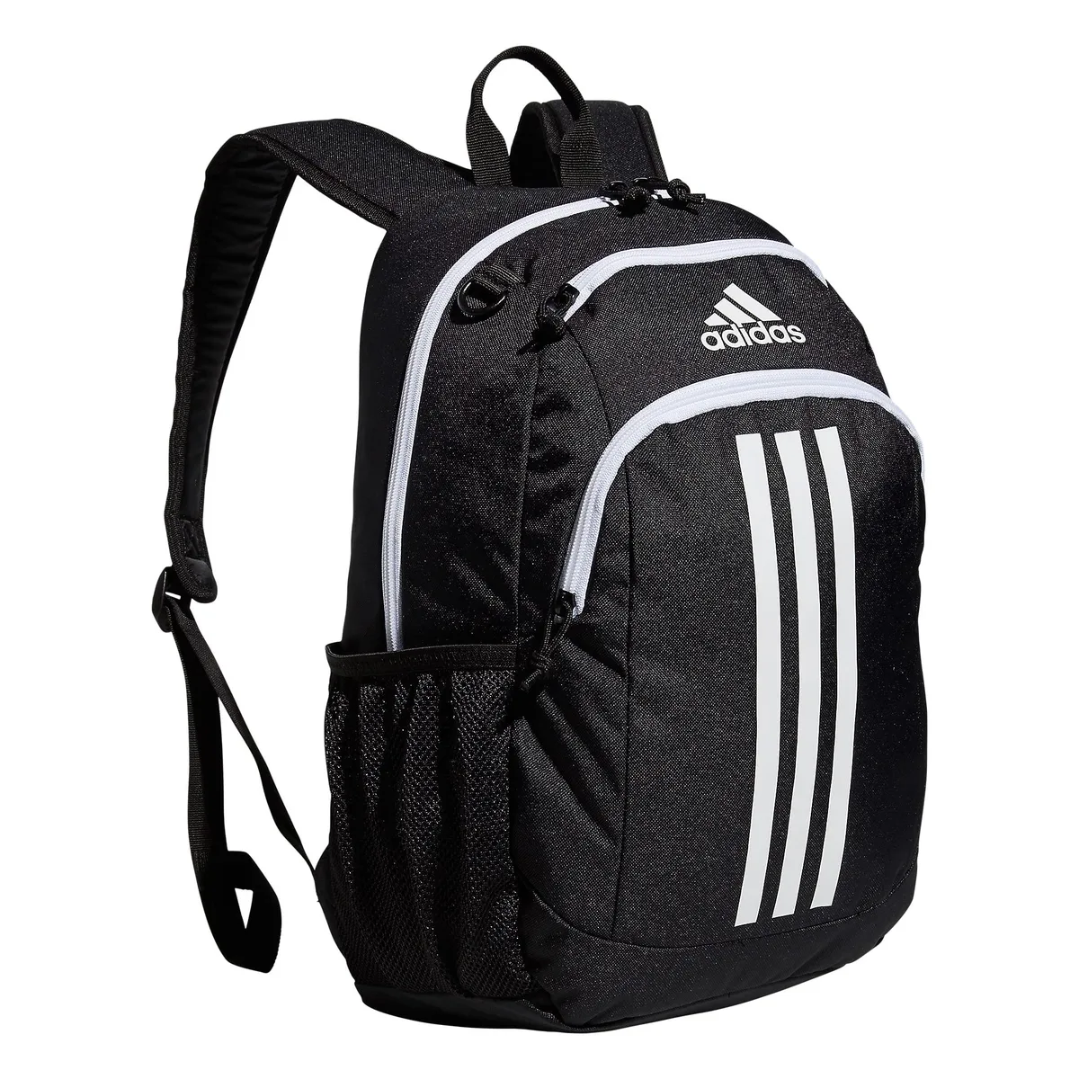 Beige polyester backpack with drawstring closure and logo pattern