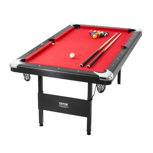 VEVOR VEVOR VP69 6.3 ft Foldable Pool Table, Red + Black, 1920x1090x810 mm — product photo