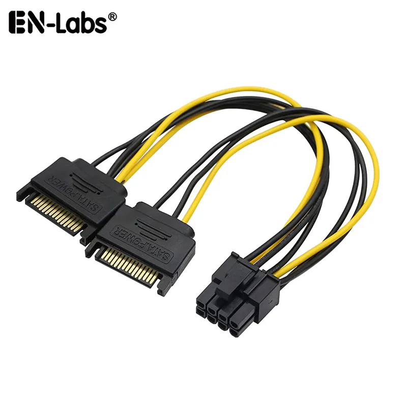 EN-Labs EN-Labs 2SATAPCIE8-20CM Dual SATA to PCIe 8-pin (6+2) Power Cable 8 Inches 18AWG — product photo