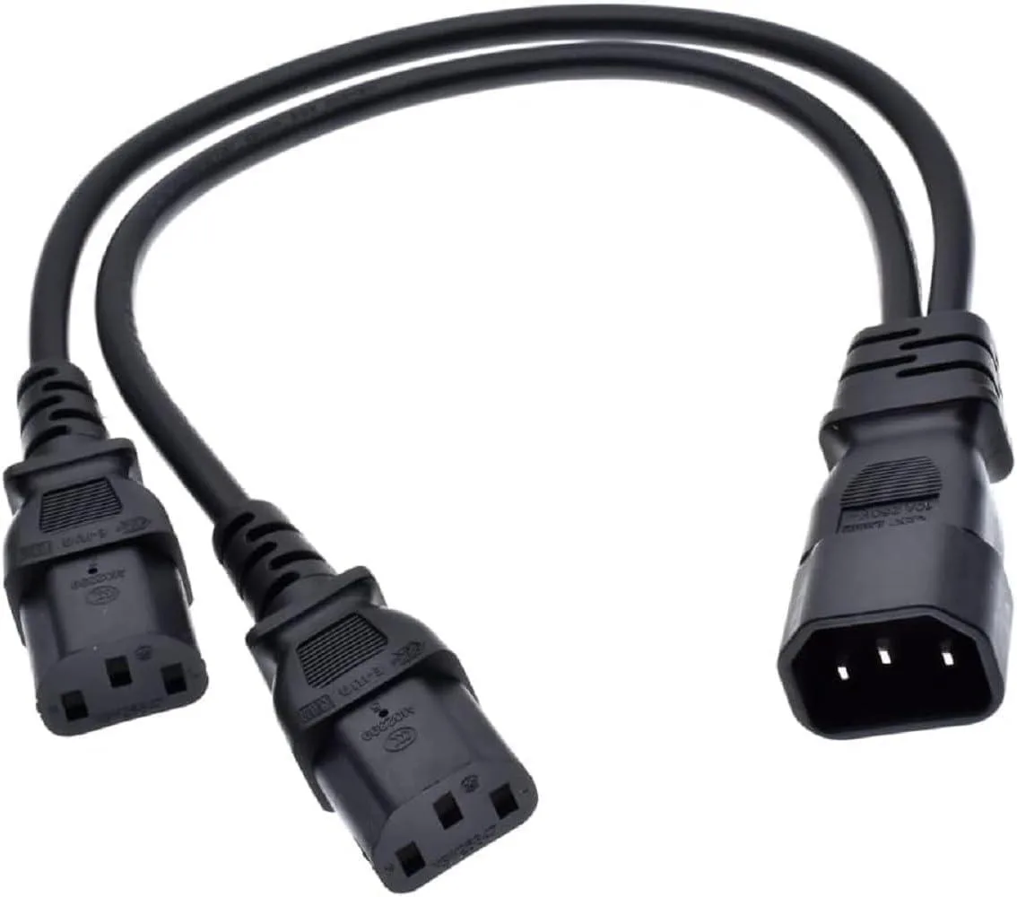 TeKit TeKit C14 to Dual C13 Y Splitter Power Cord 30cm 18AWG 10A 250V — product photo