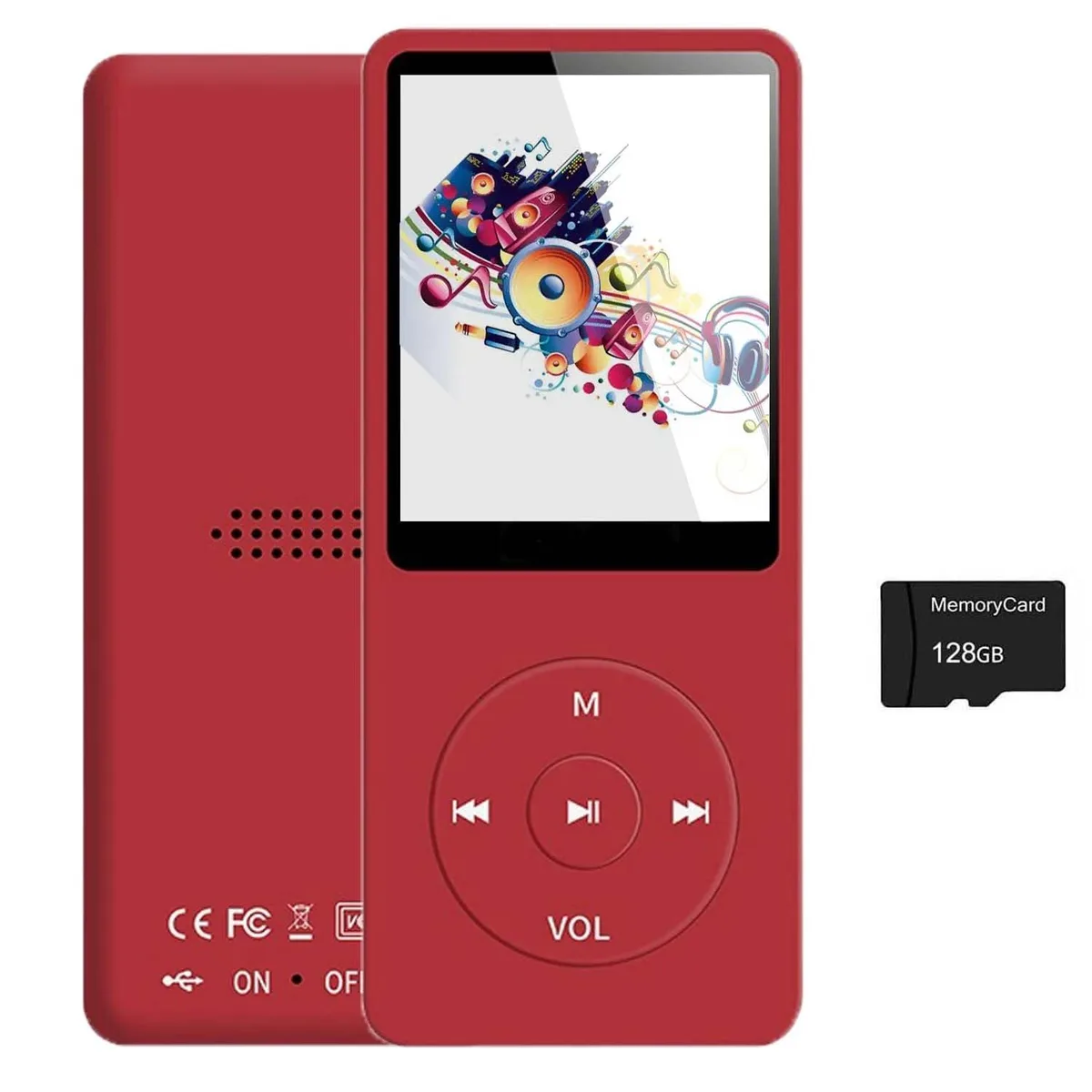 imkavery M600 128GB MP3 Player Red Bluetooth 5.2 — product photo