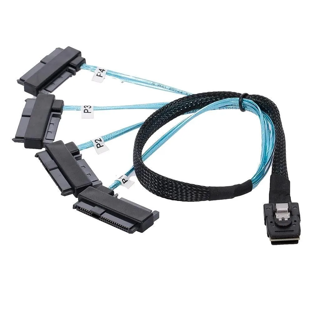 LORDWORLD LORDWORLD Mini SAS SFF-8087 to 4× SFF-8482 SAS + SATA Power Cable 100cm — product photo