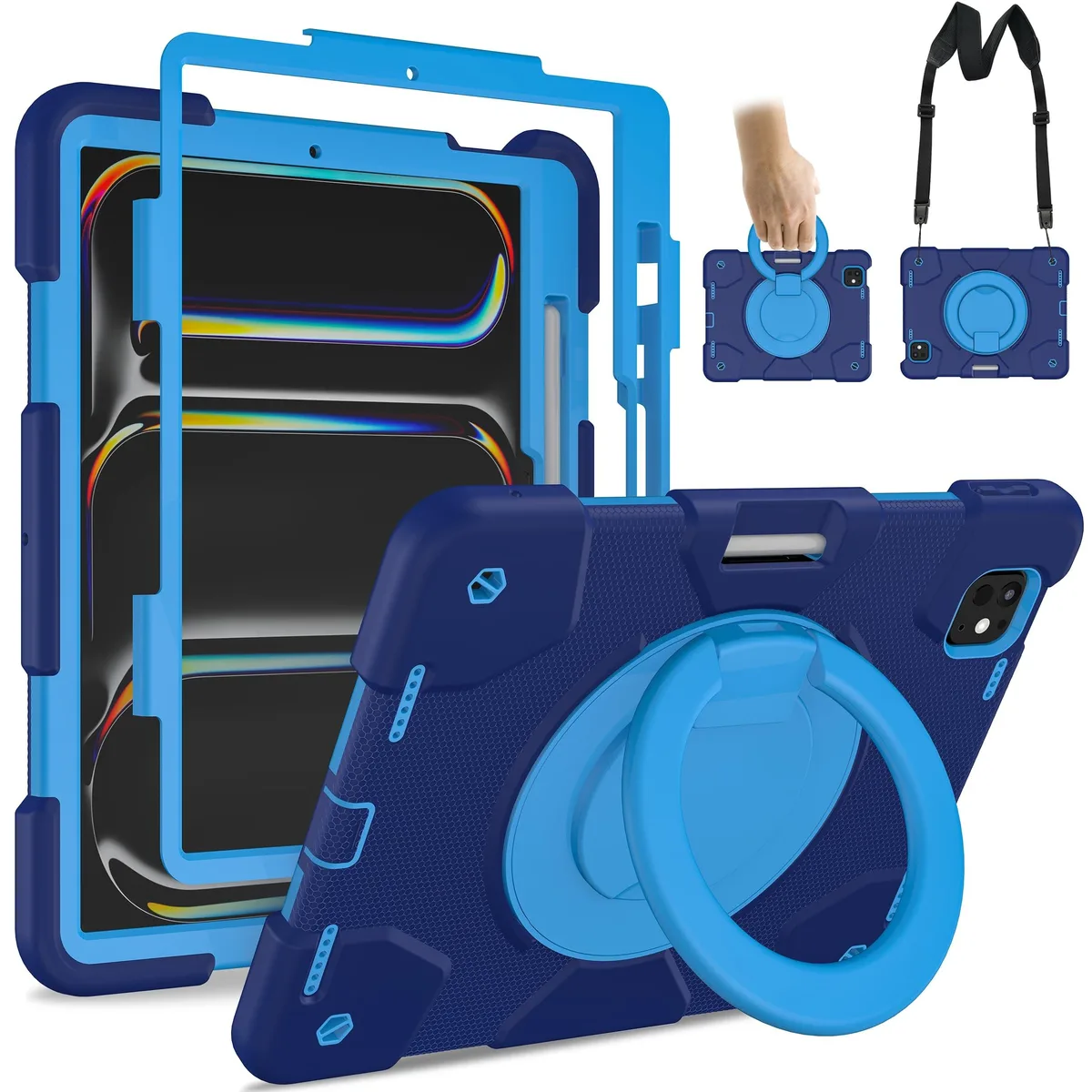 Bipra Bipra A2836 2 in 1 accessory for iPad Pro 11 M4 2024 M5 2025 360 rotate stand shoulder strap — product photo