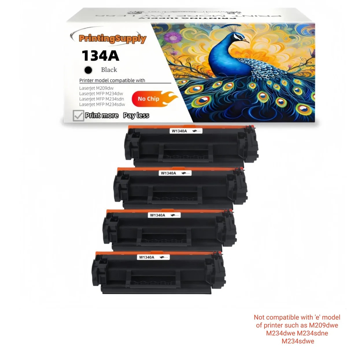 Aster Graphics Inc Aster Graphics Inc 134A W1340A 4 Pack Black Toner Cartridge — product photo