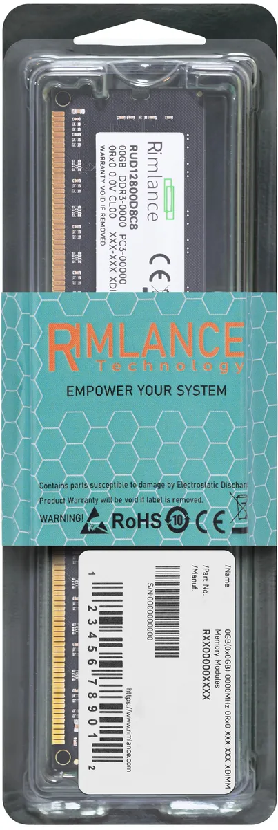 RIMLANCE RIMLANCE RUD12800D8C8 8GB DDR3L-1600 1.35V CL11 2Rx8 desktop RAM — product photo