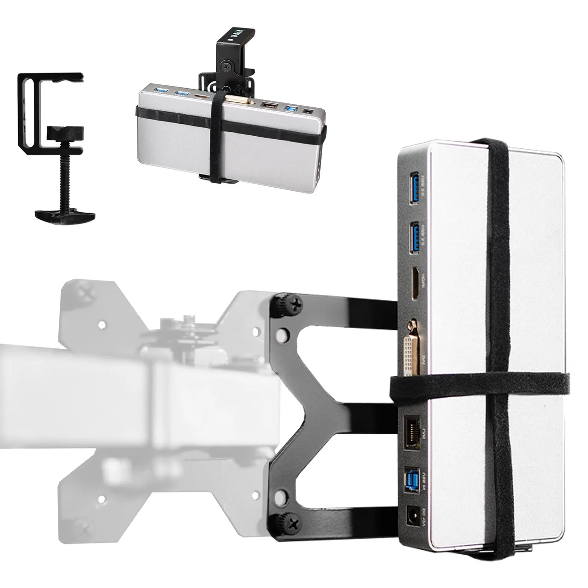 VIVO VIVO Universal Docking Station Mount VESA C-clamp Under Desk Black — product photo