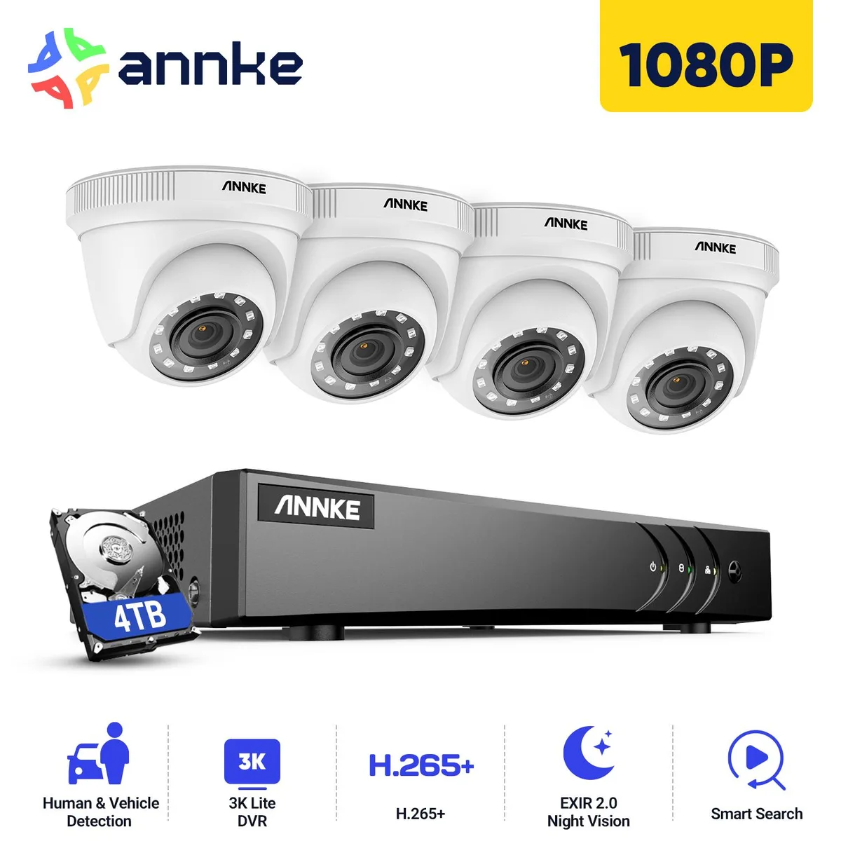 Annke Annke 8CH 3K Lite DVR Kit 4TB HDD 4x 2MP Turret Cams — product photo