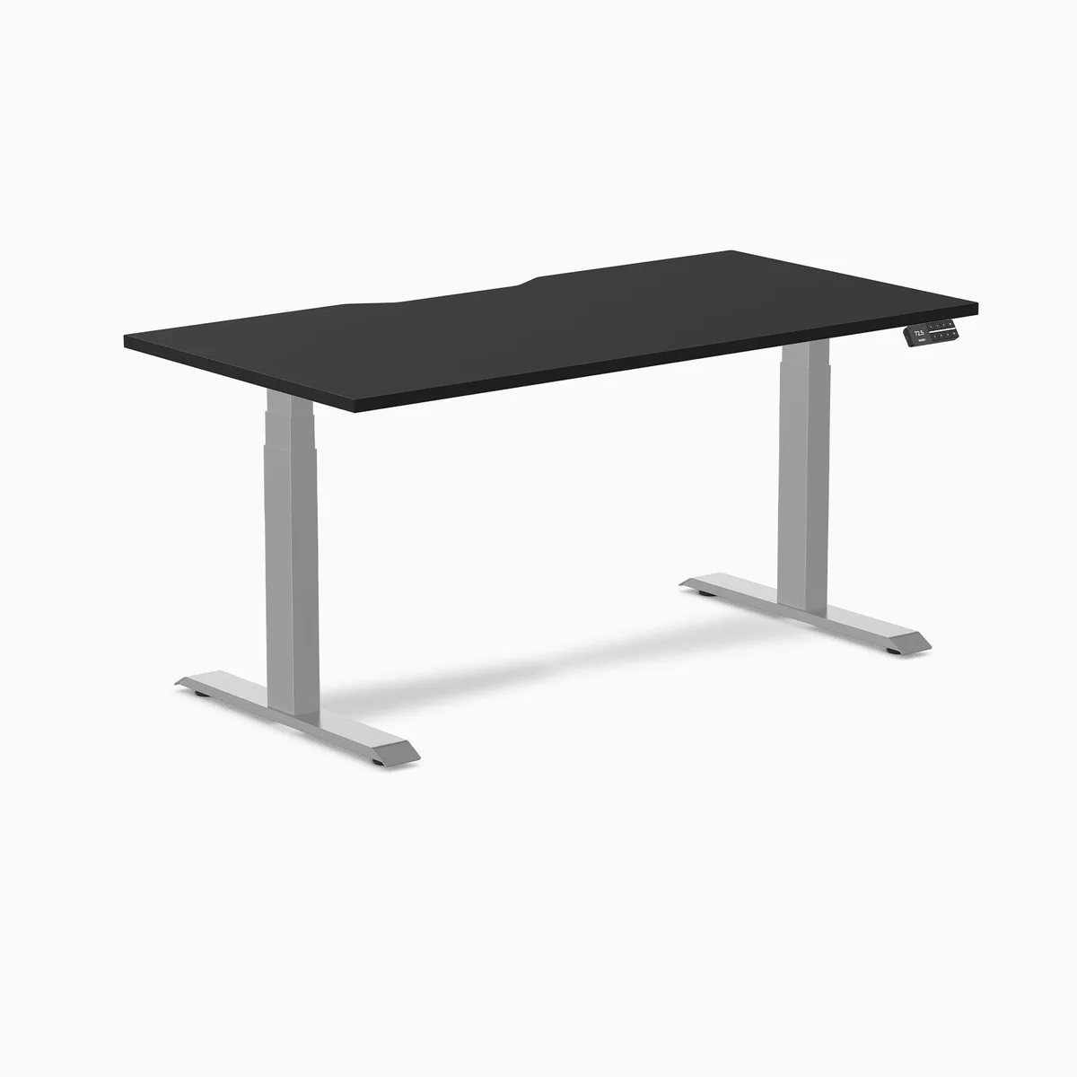 Desky Desky Dual Scalloped Laminate Sit Stand Desk Black Gray 59.1 x 29.5 in — product photo