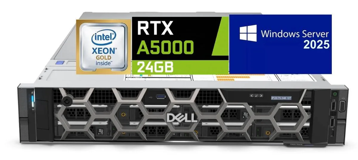 DELL DELL Precision 7920 Rack Server Dual Xeon Gold 6246 256GB 4x 4TB SSD RAID 5 RTX A5000 24GB Windows Server 2025 — product photo
