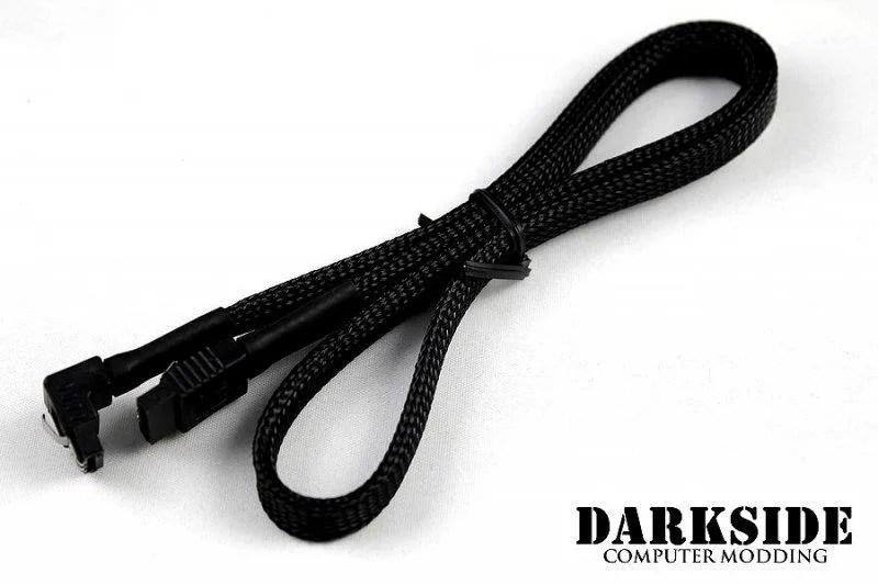 Darkside Computer Modding Darkside Computer Modding 60cm SATA 3.0 180° to 90° Data Cable with Latch Black — product photo