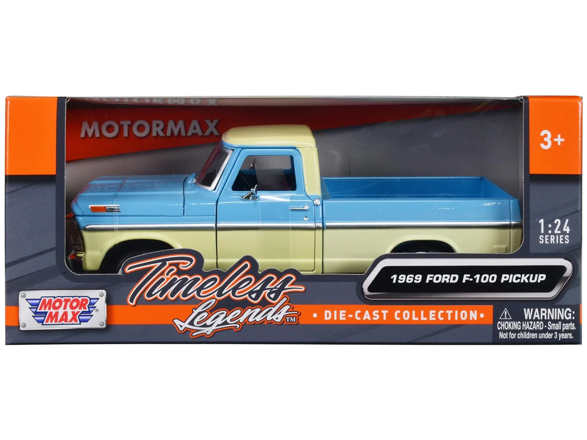 MOTORMAX MOTORMAX 1969 Ford F-100 Pickup Light Blue Cream 1/24 Diecast — product photo