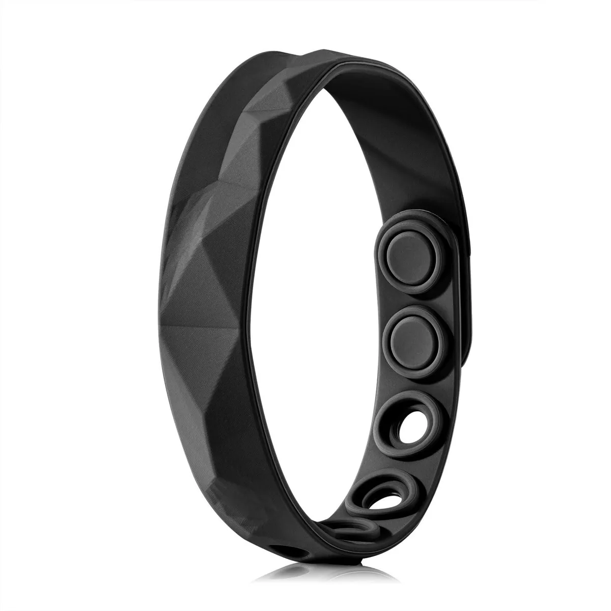  King Will Silicone Bracelet 10" Adjustable Grey Black Squares — product photo