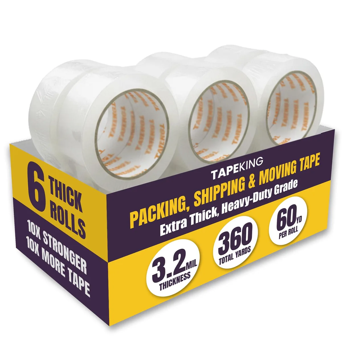  Tape King TK-052 Clear Packing Tape 3.2mil 60 Yards 6 Rolls — product photo