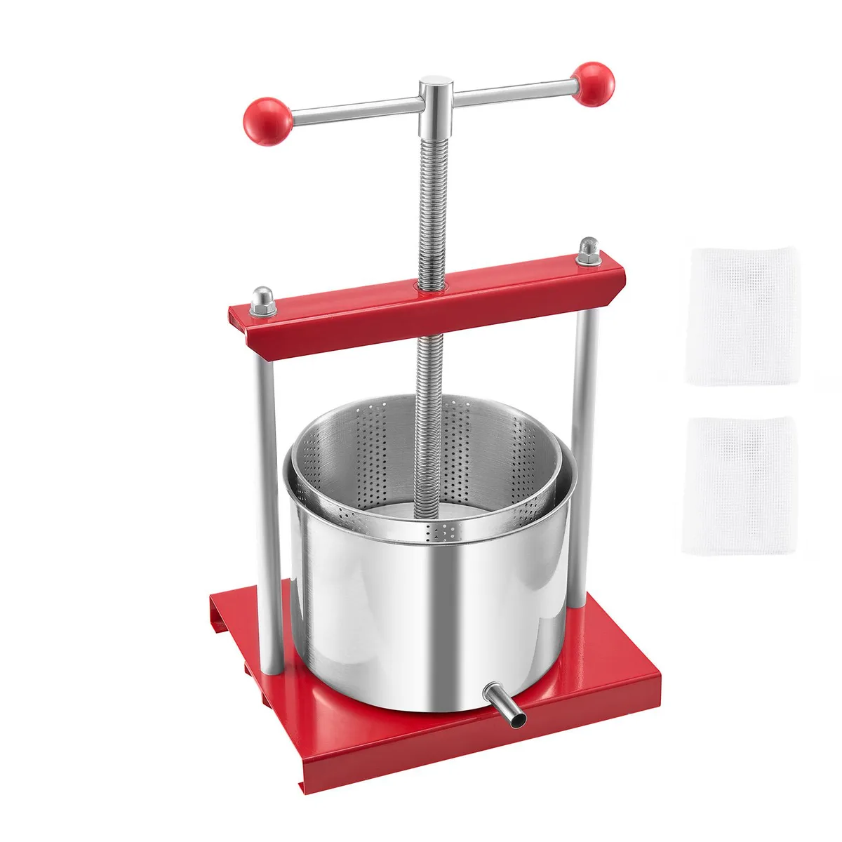 VEVOR VEVOR 1.6 Gal 6L Manual Fruit Wine Press with 2 Stainless Steel Barrels — product photo