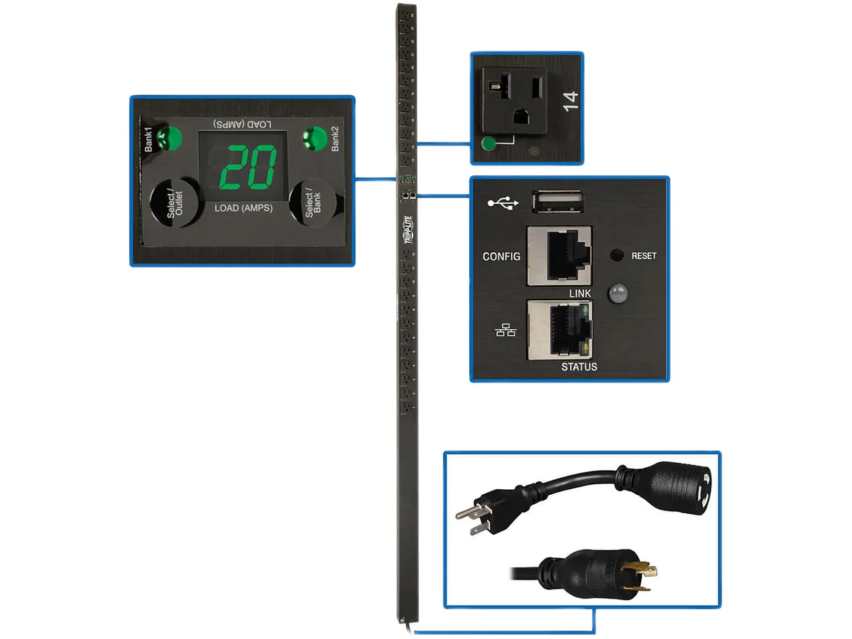 Tripp Lite Tripp Lite PDUMVR20NETLX 1.9 kW Switched PDU 24x NEMA 5-15/20R L5-20P 0U — product photo