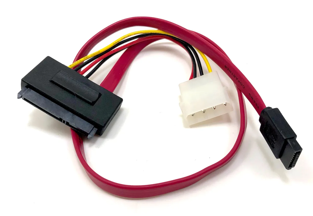 Micro Connectors Micro Connectors 18 Inches SAS SFF-8482 to SATA with Molex LP4 Power Cable Red — product photo