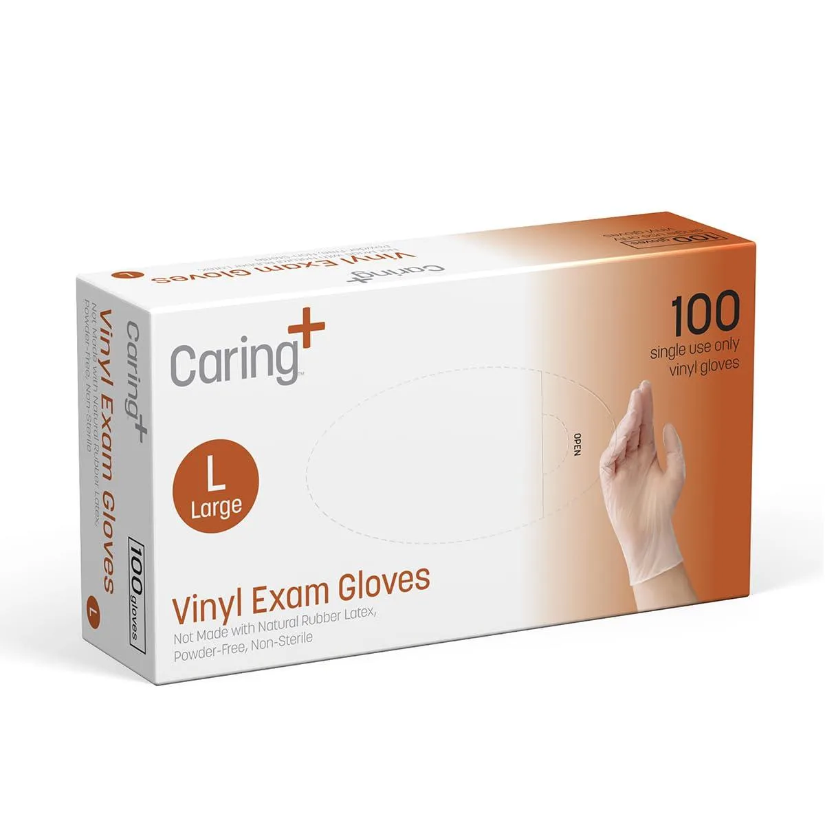 Box of 100 white vinyl exam gloves medium size